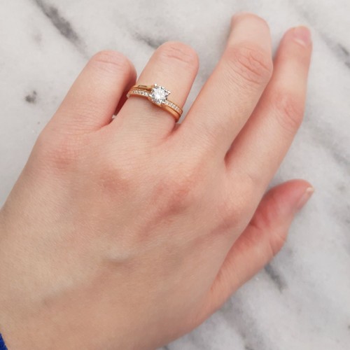 Μονόπετρο δαχτυλίδι από ροζ χρυσό Κ14 με ζιργκόν