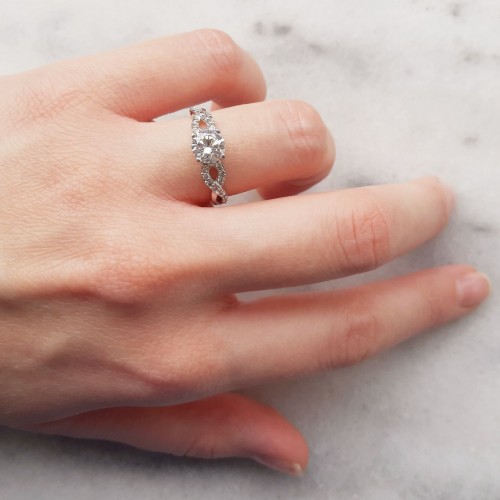 Λευκόχρυσο  δαχτυλίδι μονόπετρο Κ14 με ζιργκόν