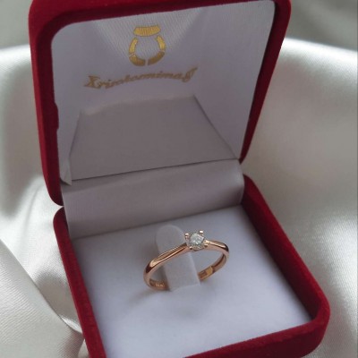 Ροζ χρυσό μονόπετρο δαχτυλίδι Κ14 με ζιργκόν