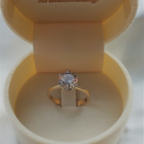 Χρυσό μονόπετρο δαχτυλίδι Κ14 με ζιργκόν