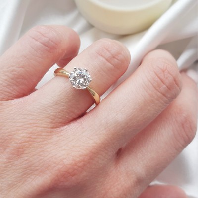 Χρυσό μονόπετρο δαχτυλίδι Κ14 με ζιργκόν