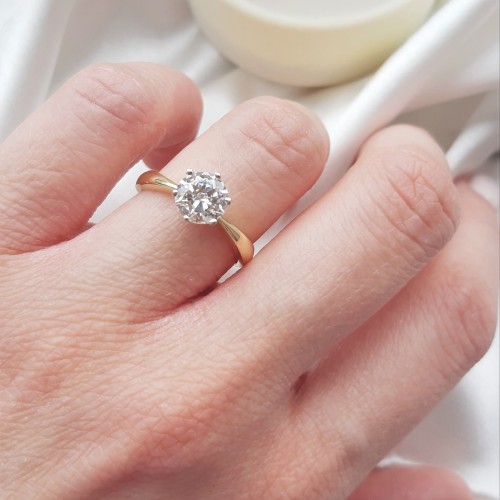 Χρυσό μονόπετρο δαχτυλίδι Κ14 με ζιργκόν