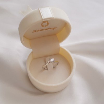 Λευκόχρυσο μονόπετρο φλόγα Κ14 με ζιργκόν