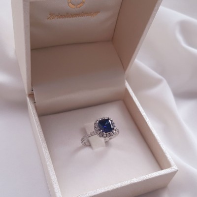 Μονόπετρο δαχτυλίδι cushion λευκόχρυσο Κ14