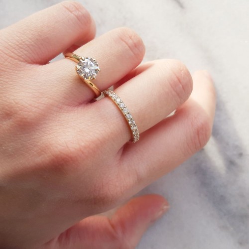 Χρυσό ολόβερο δαχτυλίδι Κ14 με ζιργκόν