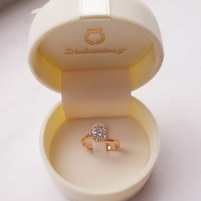 Μονόπετρο δαχτυλίδι από ροζ χρυσό Κ14 με ζιργκόν