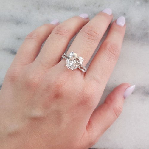 Λευκόχρυσο μονόπετρο δαχτυλίδι καρδιά Κ14 με ζιργκόν