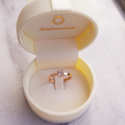 Ροζ χρυσό μονόπετρο δαχτυλίδι Κ14 με ζιργκόν