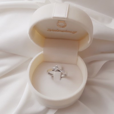 Λευκόχρυσο μονόπετρο δαχτυλίδι Κ14 με ζιργκόν