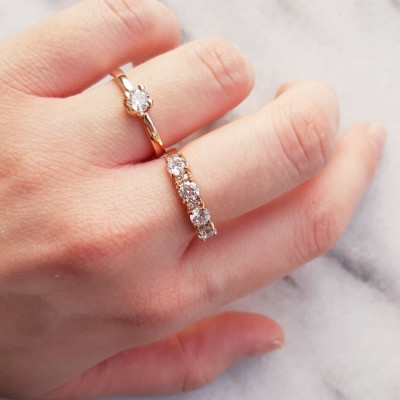 Ροζ χρυσό μονόπετρο δαχτυλίδι Κ14 με ζιργκόν