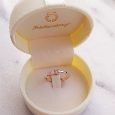 Ροζ χρυσό μονόπετρο δαχτυλίδι Κ14 με ζιργκόν