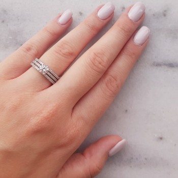 Λευκόχρυσο μονόπετρο δαχτυλίδι Κ14 με ζιργκόν