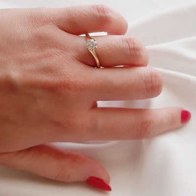 Χρυσό μονόπετρο δαχτυλίδι φλόγα Κ14 με ζιργκόν