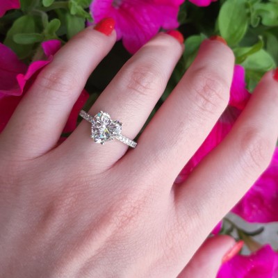 Καρδιά μονόπετρο δαχτυλίδι λευκόχρυσο Κ14