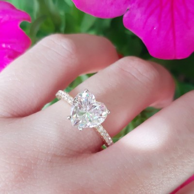 Χρυσό μονόπετρο δαχτυλίδι καρδιά Κ14 με ζιργκόν