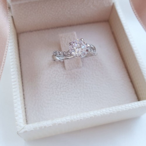 Λευκόχρυσο δαχτυλίδι μονόπετρο Κ14