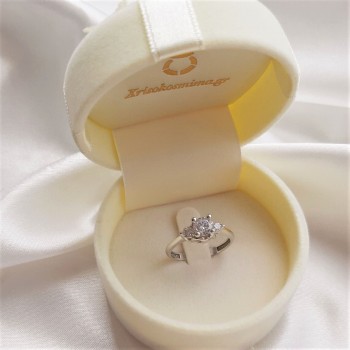 Λευκόχρυσο μονόπετρο δαχτυλίδι Κ9 με ζιργκόν