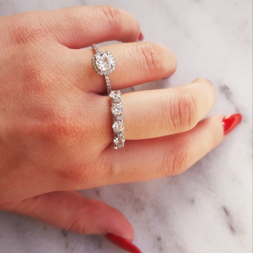 Ασημένιο σειρέ δαχτυλίδι 925 με ζιργκόν