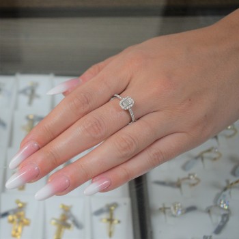 Λευκόχρυσο δαχτυλίδι μονόπετρο Κ18 με διαμάντια