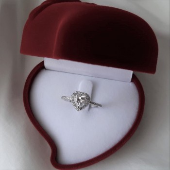 Λευκόχρυσο δαχτυλίδι καρδιά Κ14 με ζιργκόν