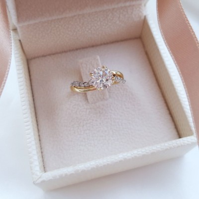 Χρυσό μονόπετρο δαχτυλίδι Κ14