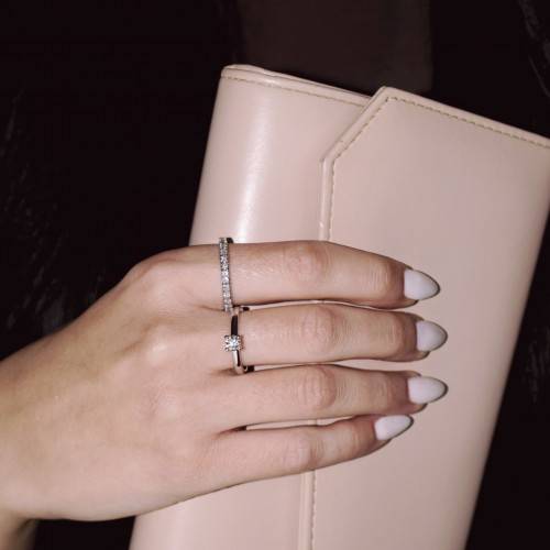 Λευκόχρυσο ολόβερο δαχτυλίδι Κ18 με διαμάντια