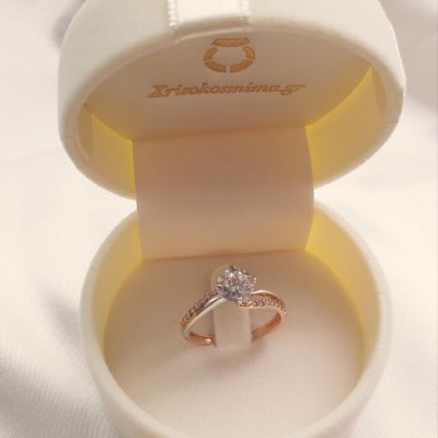 Μονόπετρο δαχτυλίδι από ροζ χρυσό Κ14 με ζιργκόν