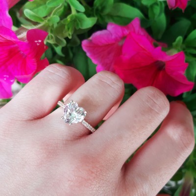 Καρδιά ροζ χρυσό μονόπετρο δαχτυλίδι Κ14 με ζιργκόν