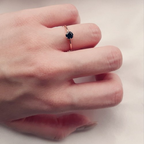 Μονόπετρο δαχτυλίδι από ροζ χρυσό Κ14 με ζιργκόν