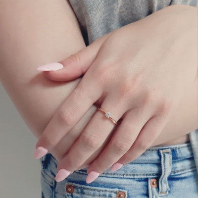 Ροζ χρυσό μονόπετρο δαχτυλίδι Κ14 με ζιργκόν