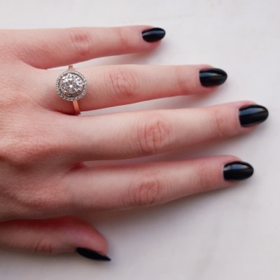 Ροζέτα μονόπετρο ροζ χρυσό Κ14