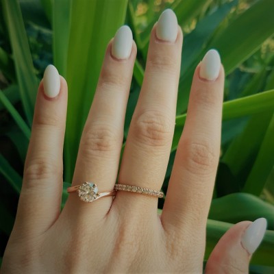 Μονόπετρο δαχτυλίδι από ροζ χρυσό Κ14 με ζιργκόν