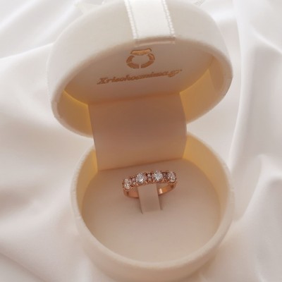 Σειρέ ροζ χρυσό δαχτυλίδι Κ14 με ζιργκόν