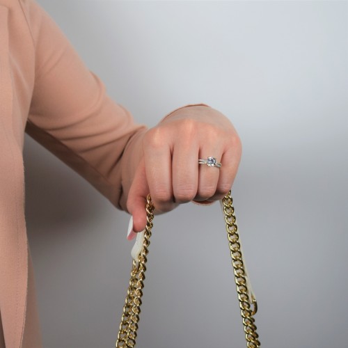 Χρυσό μονόπετρο δαχτυλίδι Κ9 με ζιργκόν