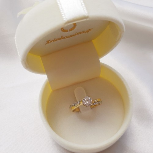 Χρυσό μονόπετρο δαχτυλίδι φλόγα Κ14 με ζιργκόν