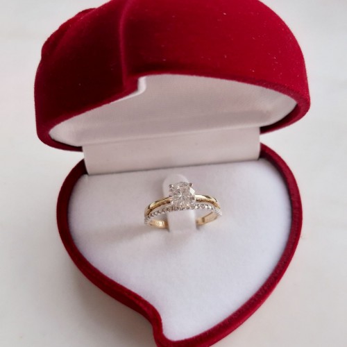 Χρυσό δαχτυλίδι μονόπετρο Κ14 με ζιργκόν