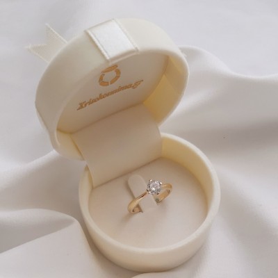 Χρυσό μονόπετρο δαχτυλίδι Κ14 με ζιργκόν