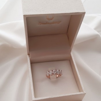 Σειρέ ροζ χρυσό δαχτυλίδι Κ14 με οβάλ ζιργκόν