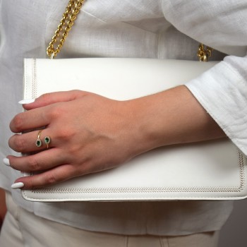 Χρυσό δαχτυλίδι σταγόνες Κ14 με ζιργκόν