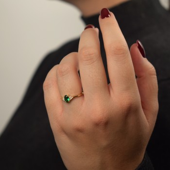 Χρυσό σετ κοσμημάτων Κ14 με κολιέ, σκουλαρίκια, δαχτυλίδι