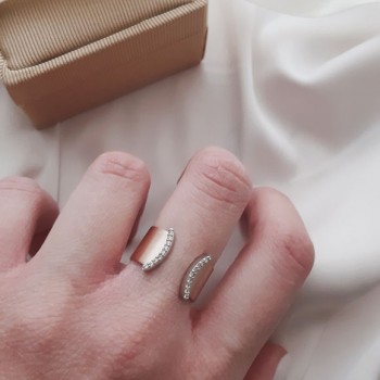 Ροζ χρυσό δαχτυλίδι Κ14 με ζιργκόν