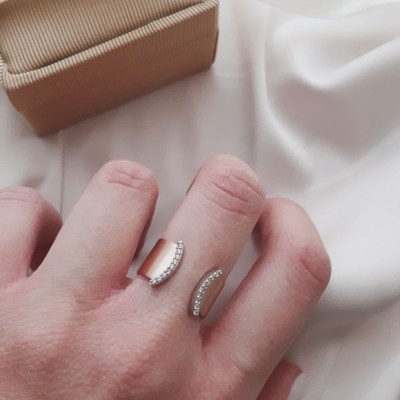 Ροζ χρυσό δαχτυλίδι Κ14 με ζιργκόν