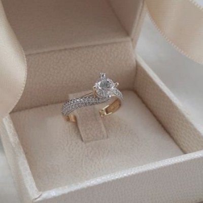 Χρυσό δαχτυλίδι μονόπετρο Κ14