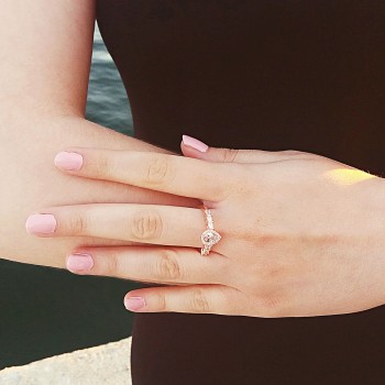 Ασημένιο μονόπετρο δαχτυλίδι 925 σε ροζ χρώμα με ζιργκόν