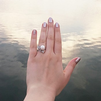 Ασημένιο δαχτυλίδι 925 με πέρλα και ζιργκόν