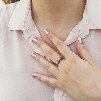 Δαχτυλίδι κορώνα από ροζ χρυσό Κ14 με ζιργκόν