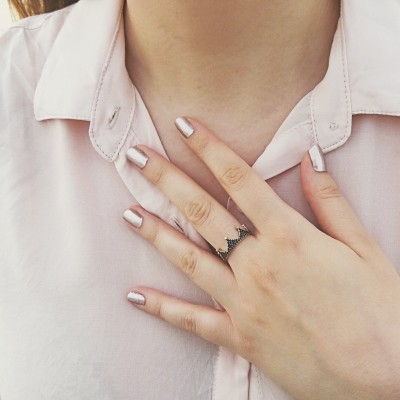 Δαχτυλίδι κορώνα από ροζ χρυσό Κ14 με ζιργκόν