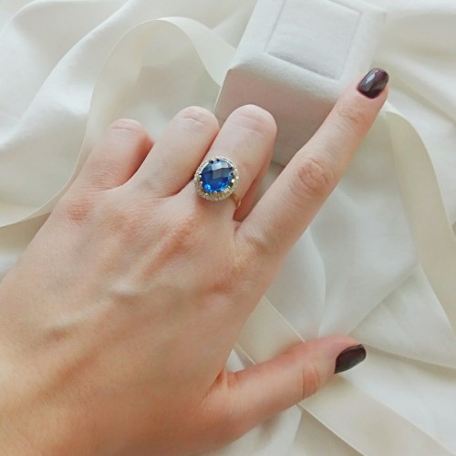 Χρυσό δαχτυλίδι ροζέτα Κ14 με ζιργκόν