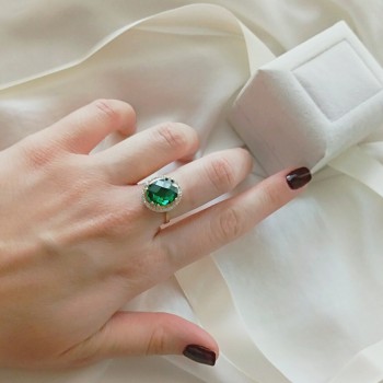 Χρυσό δαχτυλίδι ροζέτα Κ14 με ζιργκόν