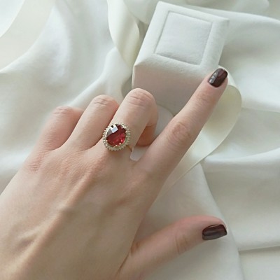 Χρυσό δαχτυλίδι ροζέτα Κ14 με ζιργκόν